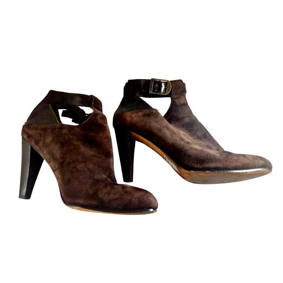 DKNY Women's Size 11 Brown Suede & Leather Ankle Boots With Back Zipper Closure - Picture 9 of 10